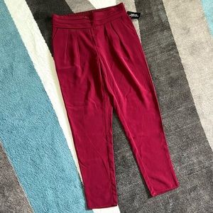 Satin-y burgundy high-rise pants
